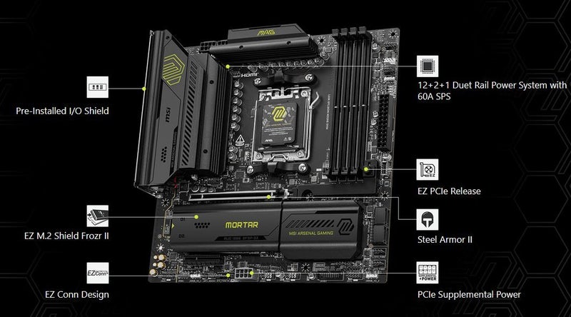 afterpay - MSI MAG B850M MORTAR WIFI B850 DDR5 AMD AM5 Ryzen mATX Motherboard Carousel 1
