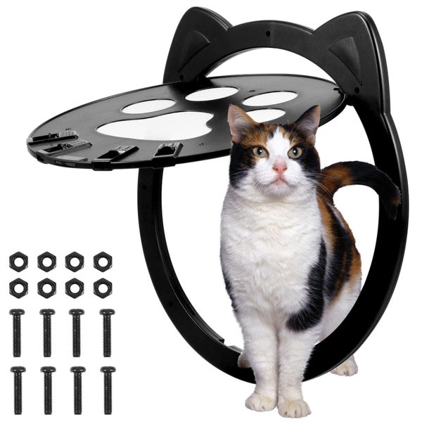 Pet Screen Door with Lockable Magnetic Flap 4 Ways Locking Pet Door for Cats Carousel 1