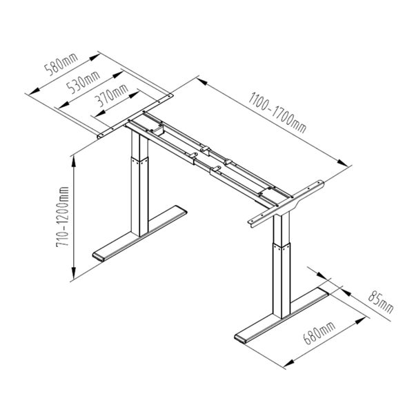 Loctek Electric Standing Desk Frame Only, Dual Motor Two-Stage, Height Range Carousel 2