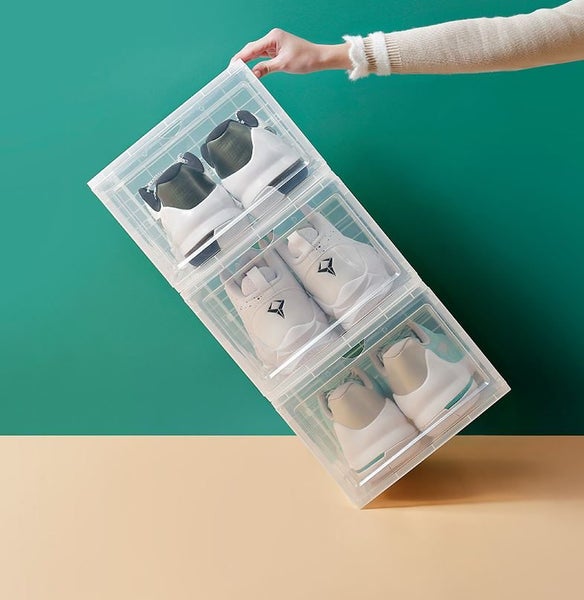 Sneakers Box Clear Front Drop Crates Stackable - White Carousel 2