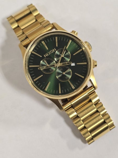 Nixon The Sentry Chrono All Gold/Green Sunray Watch Carousel 2