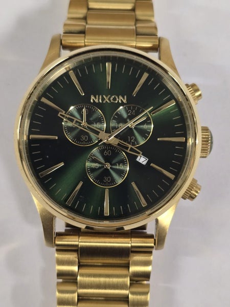 Nixon The Sentry Chrono All Gold/Green Sunray Watch Carousel 1