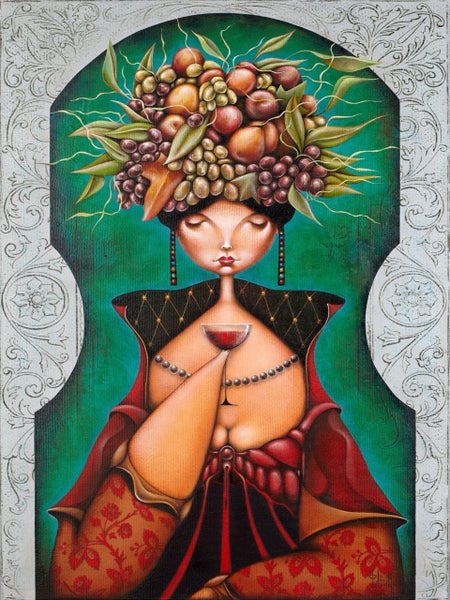 Fruit and Wine. Print on paper by Nick Fedaeff. Signed. Carousel 1