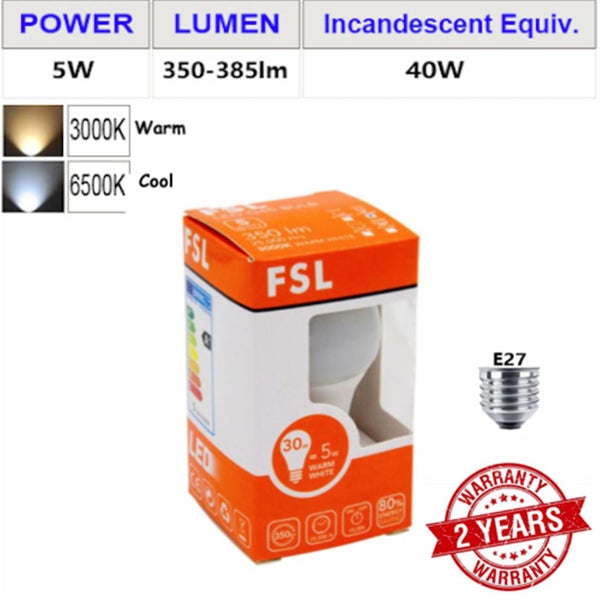 FSL LED Bulb G45-5W-E27/ES - Daylight 6500K - 385lm - Non-Dimmable Carousel 2