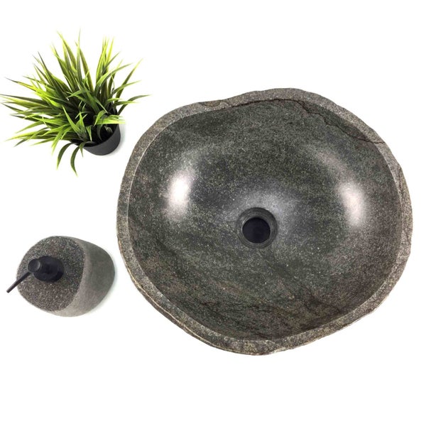 $1 RES EARTHY RAW STONE BASIN NATURAL STONE 390mm x 360mm x 140mm WAS $850 Carousel 2