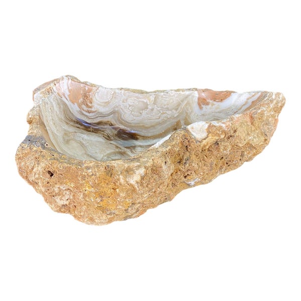 $1 RESERVE RARE ONYX STONE BASIN 530mm x 290mm WAS $2150 SOFT NEUTRAL COLOURS Carousel 1