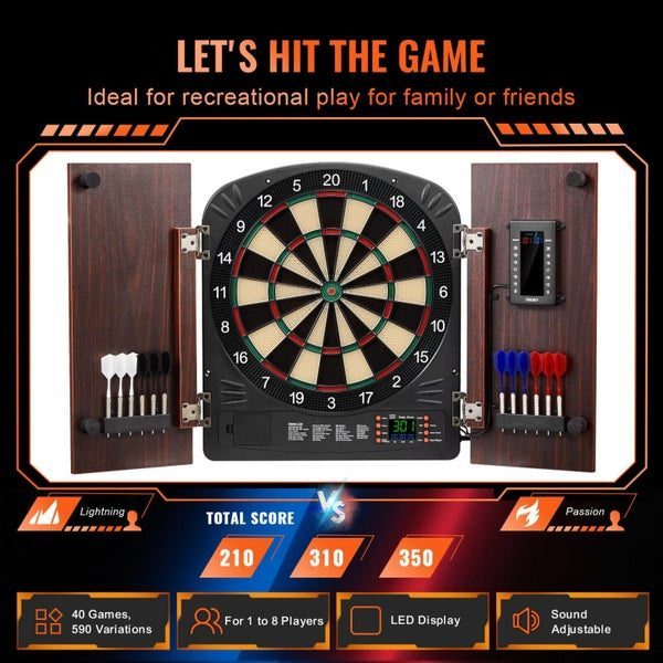 New Dartboard and Cabinet Set Complete with All Accessories Easy Assembly Carousel 2
