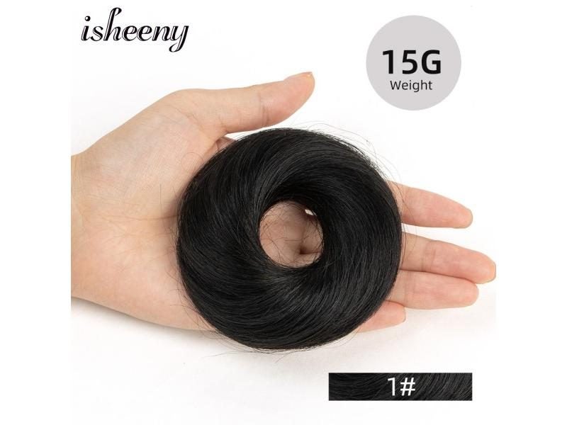 Isheeny Blonde Human Hair Buns Chignon Updo Donut Wrap Ponytail Hair Extensions Carousel 1