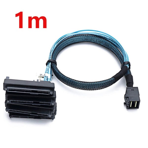 0.5m/1m Mini SAS HDD SFF-8643 to 4 SFF-8482 Connector with Power Port Hard Drive Carousel 8