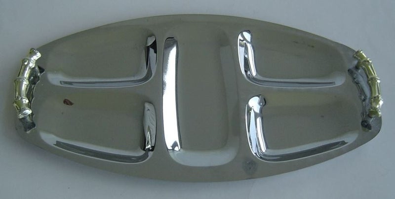 Retro Stainless Steel Tray With Metal Bamboo Hand Carousel 1