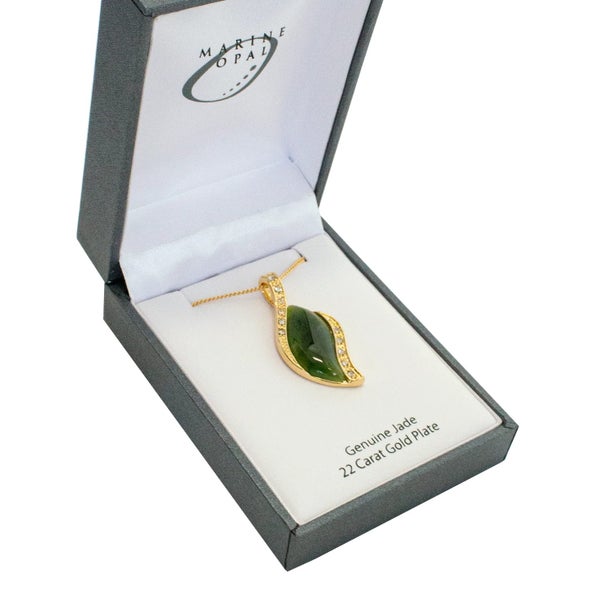Jade Necklace - 'Crystal Leaf' Carousel 2