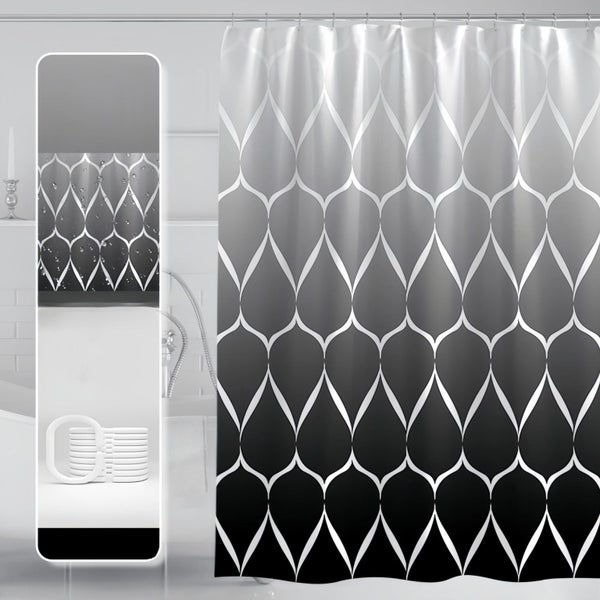 Shower Curtain, Waterproof Design and Polyester, Quick-Drying, Weighted Hem, Carousel 1