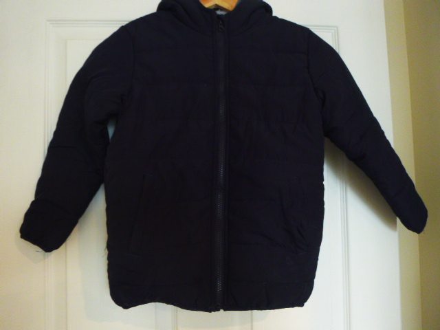 YOUNG ORIGINAL = WARM DARK BLUE PUFFY ALL WEATHER HOODED JACKET ( SZ 7) Carousel 1