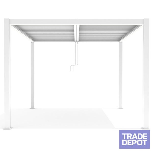 Louvre Roof Pergola 4m x 4m Aluminium Freestanding - White Carousel 1
