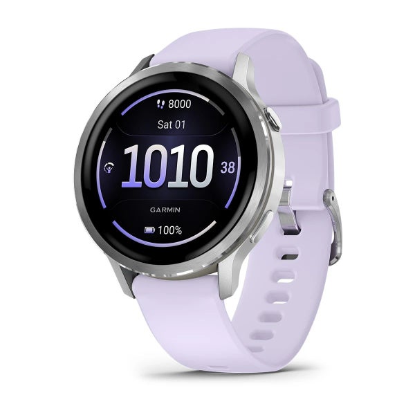 Garmin Venu 4 41mm - Silver with Periwinkle Silicone Band Carousel 1