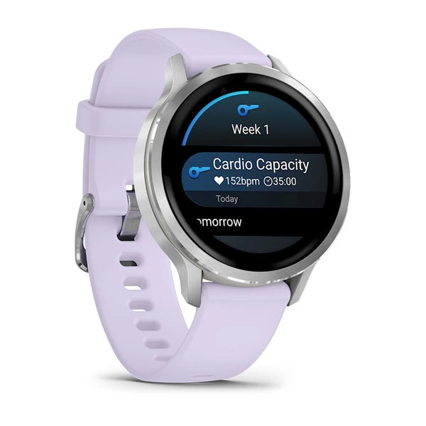 Garmin Venu 4 41mm - Silver with Periwinkle Silicone Band Carousel 2