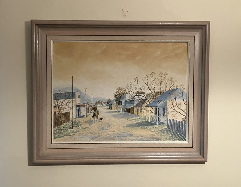 Olden Times Arrowtown? Original oil painting by W. Mercer Carousel 1