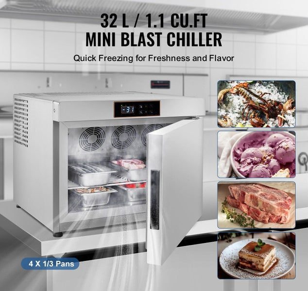 32L Commercial Blast Freezer 4 Trays Blast Chiller Chest Seafood Ice Cream Carousel 2