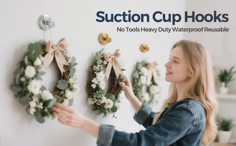Suction Cup Hooks No-Drill Wreath Hangers Towel Hooks Carousel 1