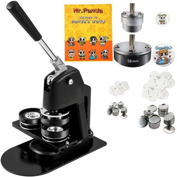 Button Maker Machine Badge Pin Machine 1.25"+2.25" 500Free Parts Press Kit
