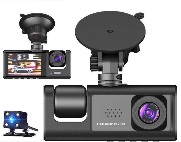 WiFi Dash Cam – 3 Cameras (Front / Inside / Rear) – Loop Recording Carousel 1