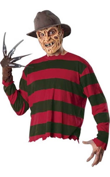 FREDDY KRUEGER SHIRT MASK GLOVE HAT ADULT NIGHTMARE ON ELM ST HALLOWEEN COSTUME Carousel 1