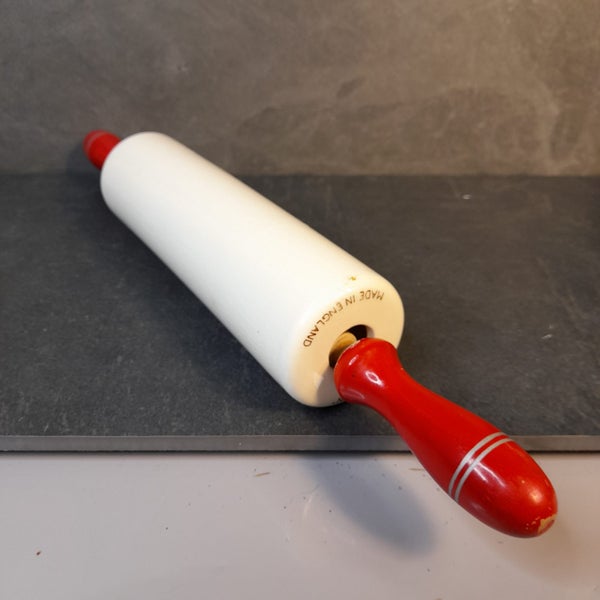 Vintage 1930s ceramic rolling pin Carousel 1