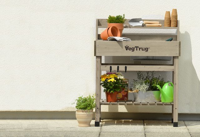 Potting Table Deluxe - Greywash 80cm × 49cm × 100 cm H (includes tray and hooks) Carousel 2