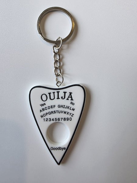Ouija Board Planchette Keychain White & Black Carousel 1