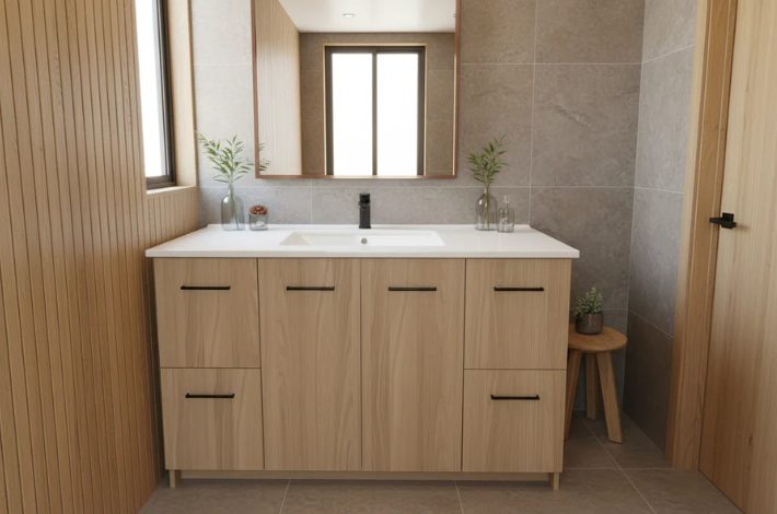 Vanity - Misty Series 1200F Wooden Color - 100% Water Proof - Lennox bathroom Carousel 2