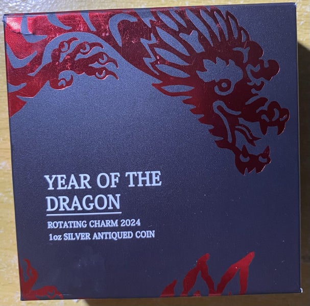 Year of the Dragon Rotating Charm 2024 1oz Silver Antiqued Coin Carousel 1