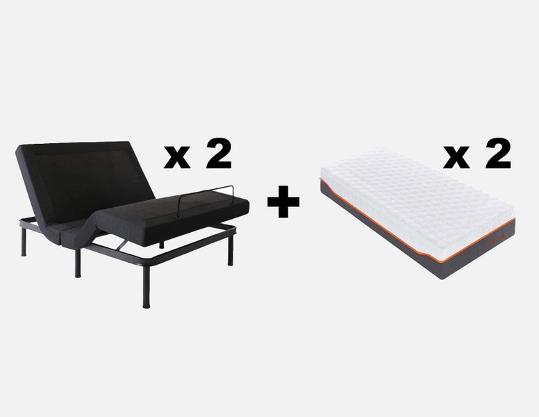 Adjustable Bed Base Memory Foam Mattress Split Super King (Long Single Set x 2) Carousel 1