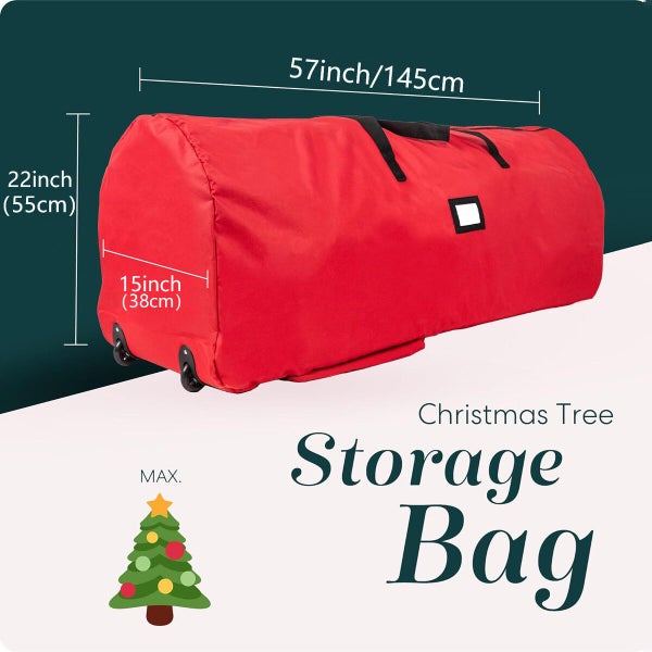 Red 145x38x50cm Christmas Tree Storage Bag 600D Oxford Fits 7.5FT Artificial Tre Carousel 2