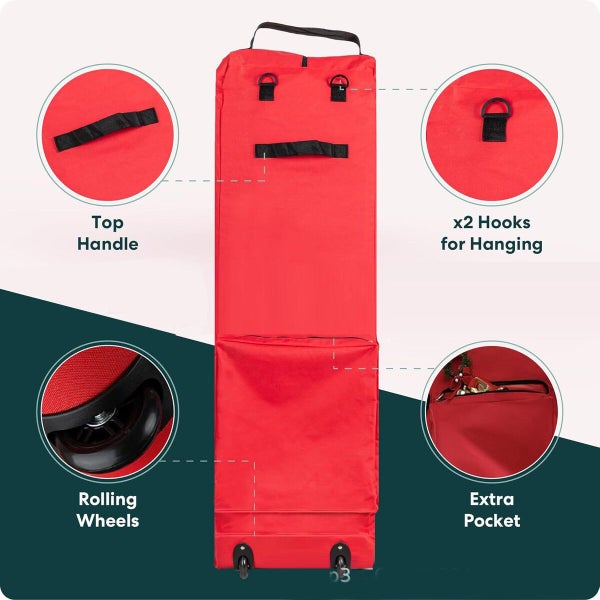 Red 145x38x50cm Christmas Tree Storage Bag 600D Oxford Fits 7.5FT Artificial Tre Carousel 4