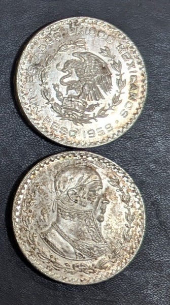 MEXICAN COINS, ONE PESO 1957 TO 1966, .100 FINE SILVER, 88 COINS, PRICE SLASHED! Carousel 3