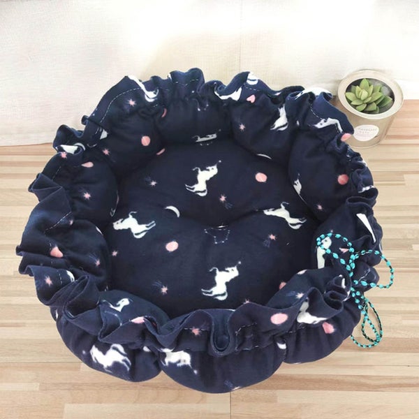 Round Cat and Dog Cushion Bed,33.5in Bed for Cats or Small Dogs,Anti-Slip & W Carousel 2