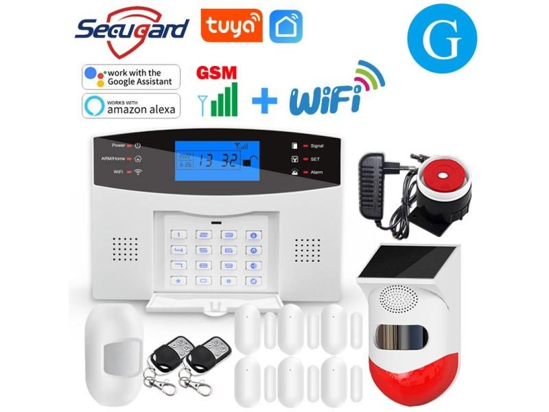 433MHz Wireless Tuya WiFi GSM Home Security Alarm System APP Control Alexa LCD Carousel 1