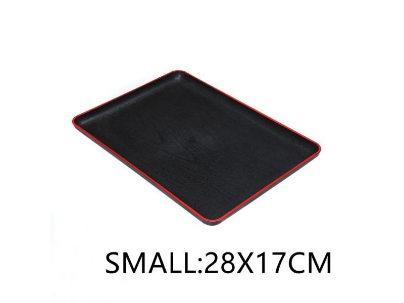 Plastic Rectangular Tray Creative Black Wood Grain Storage Tray Tableware Cup Carousel 1
