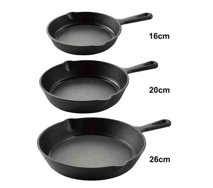 Cast Iron Skillet Set 3-Piece (16cm,20cm,26cm) Set Carousel 2