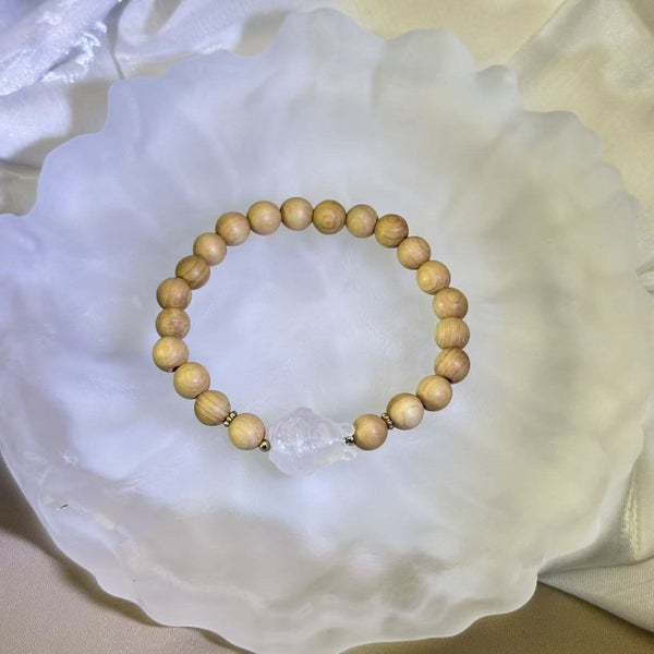 Rose Quartz Totoro Thuja Wood Beads Bracelet Carousel 1