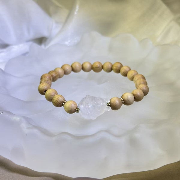 Rose Quartz Totoro Thuja Wood Beads Bracelet Carousel 2