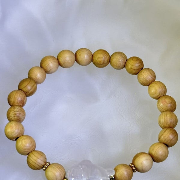 Rose Quartz Totoro Thuja Wood Beads Bracelet Carousel 4