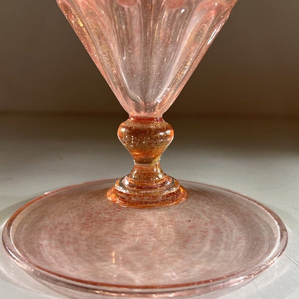 Vintage c1920s Murano Pink Glass Jug Ewer With Fine Gold Fleck Carousel 13