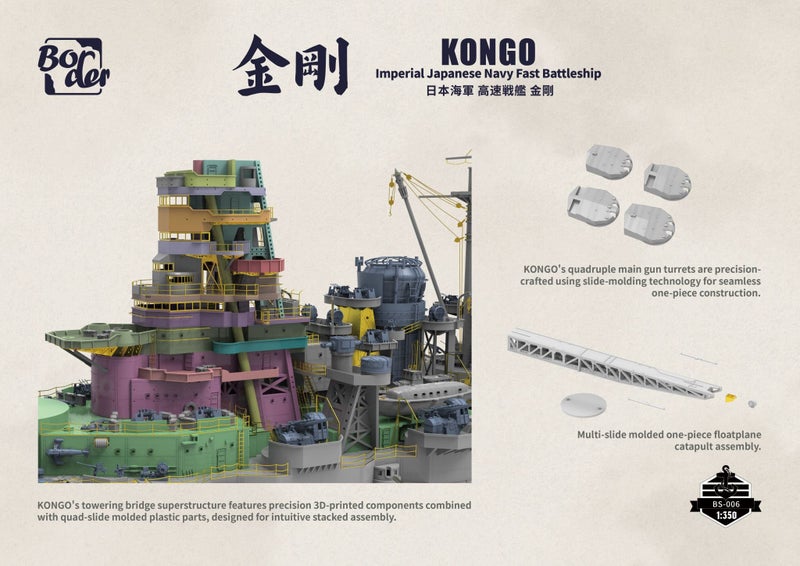 Border Model 1/350 Scale Battlecruiser Kongo Plastic Model BS-006 NZ Stock Carousel 6