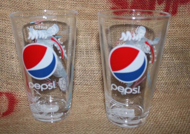 2x Pepsi Football Glasses - Sergio Aguero & Jack Wilshere Carousel 1