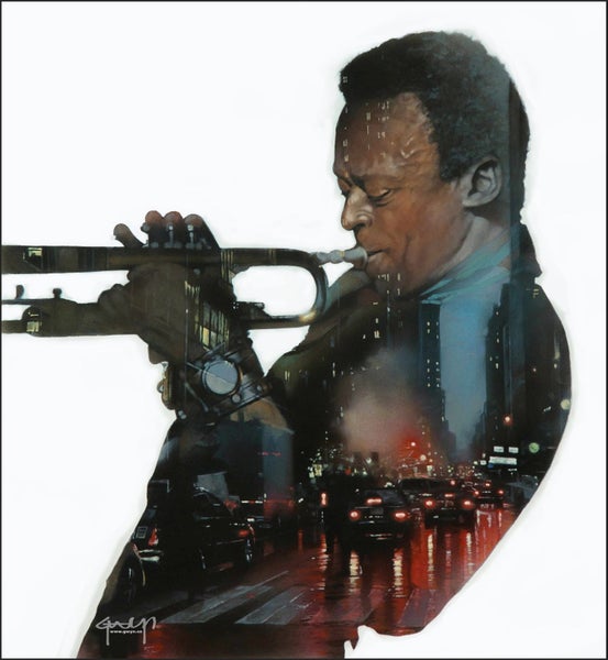 'Miles Down Broadway' -Miles Davis by Fine Artist Gwyn Hughes Giclee Print Carousel 1