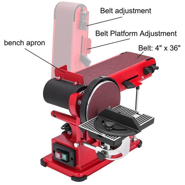 Belt Sander 4" x 36", Disc Combo Sander 6",Electric Adjustable Bench Belt Sander Carousel 2