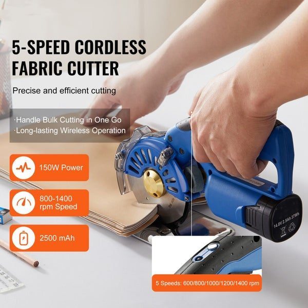 New Fabric Cutter 5-Speed Cordless Electric Rotary Fabric Cutting Machine Carousel 2