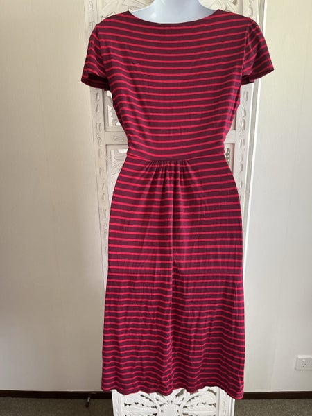 Jacqui-e small red step dress- cross over front with ruched twist waistband Carousel 2