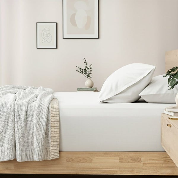 Egyptian Cotton Fitted & Pillow Case Set White - No Flat Sheet Carousel 1